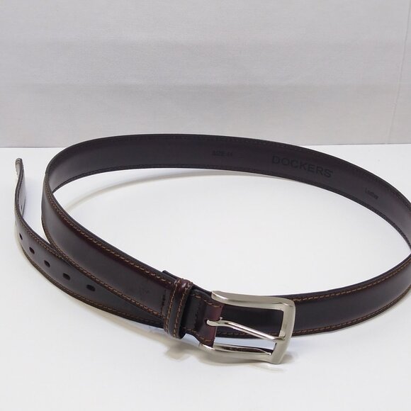 Dockers Genuine Leather Double Stitch Belt Strap 11DK02A6 Men's Size 44/110 EUC - Picture 1 of 6
